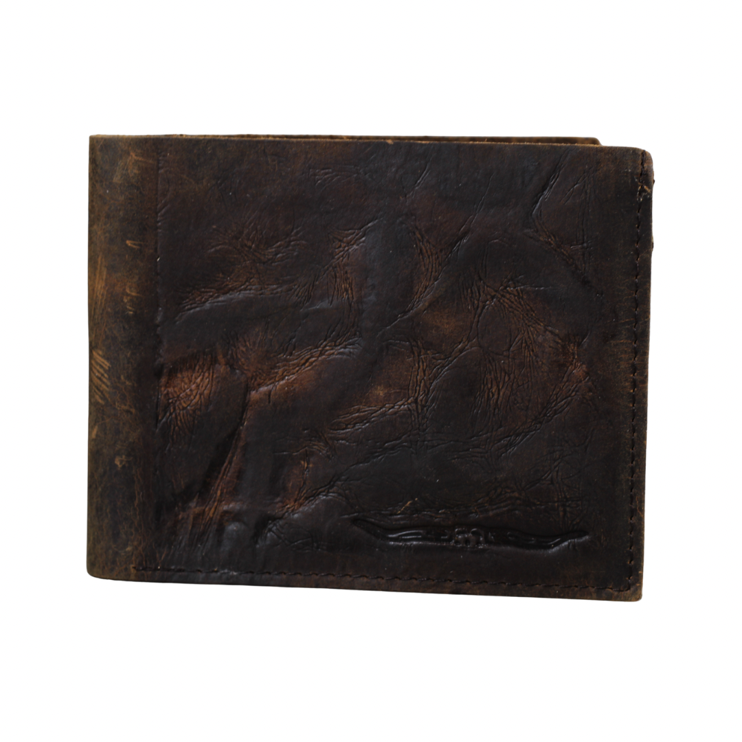 Handmade Distressed Brown Leather Bifold Wallet – Slim Money Clip