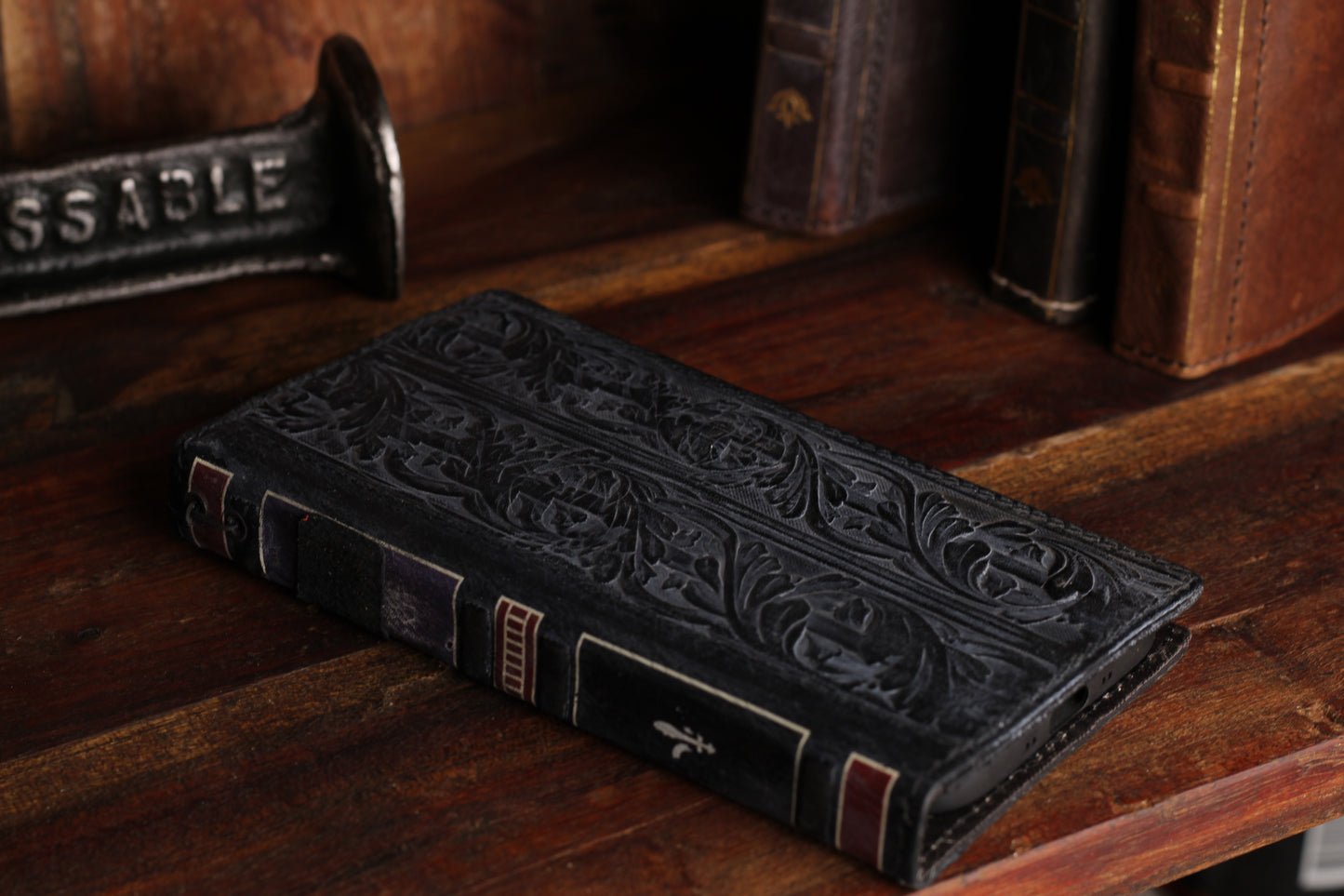Handmade Leather Book iPhone Case, Vintage Wallet Cover