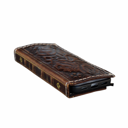 ARICHI® Handmade Leather Book Case For Galaxy S26 Ultra, Vintage Embossed Wallet, Cover For S25 S24 Ultra