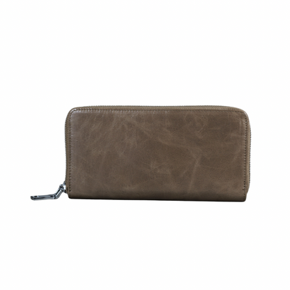 Beige Genuine Leather Women’s Wallet – Full Grain Zip-Around Purse with Card Slots & Coin Pocket | Christmas Gift | ARICHI