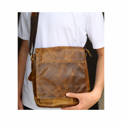 Handmade Crazy Horse Leather Messenger Bag