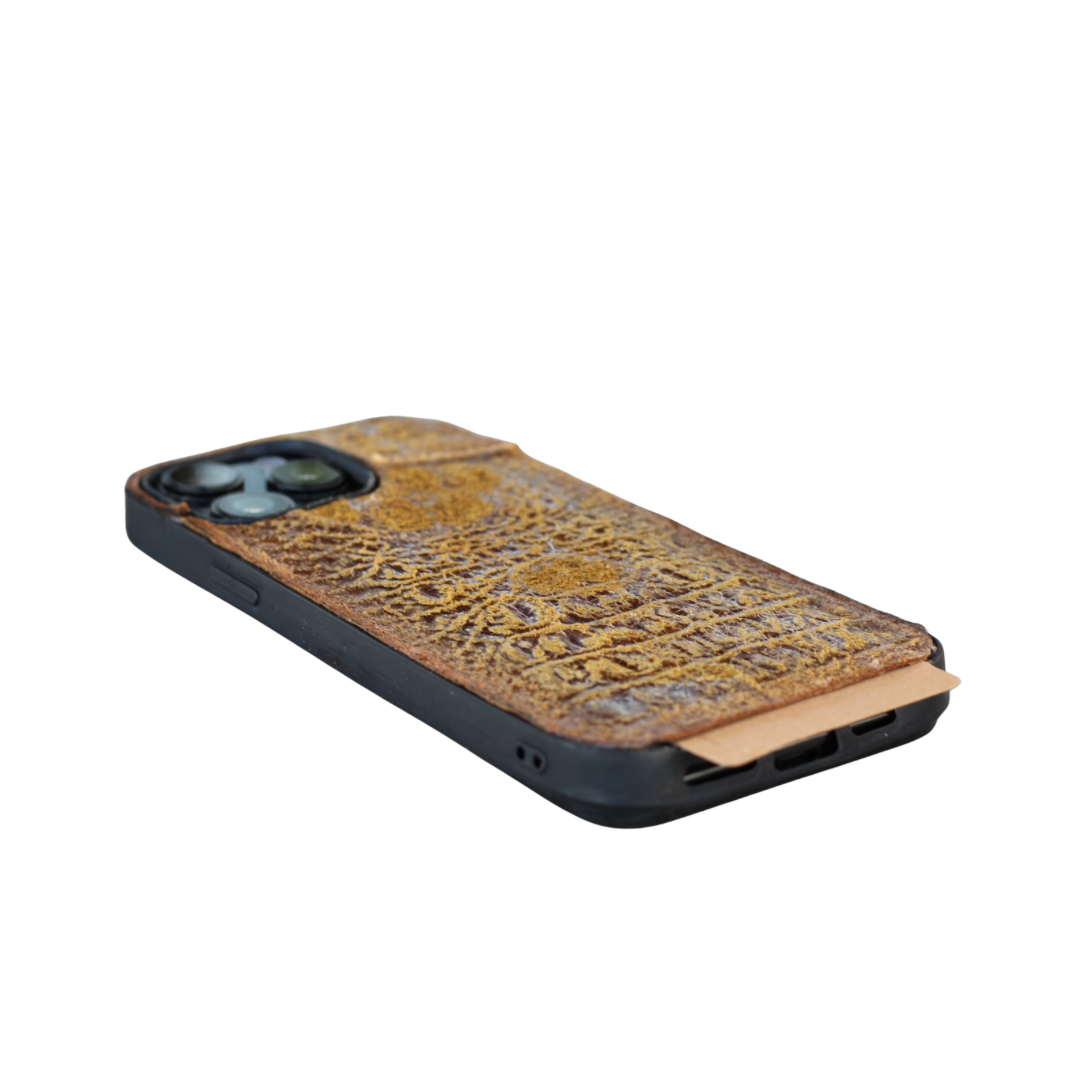 Handmade Crocodile Leather iPhone Case – Polished Reverse Leather Cover