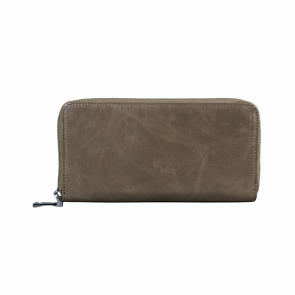 Beige Genuine Leather Women’s Wallet – Full Grain Zip-Around Purse with Card Slots & Coin Pocket | Christmas Gift | ARICHI