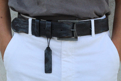 ARICHI Handmade Polished Black Leather Belt – Premium Genuine Leather for Men and Women, Vintage and Stylish Design
