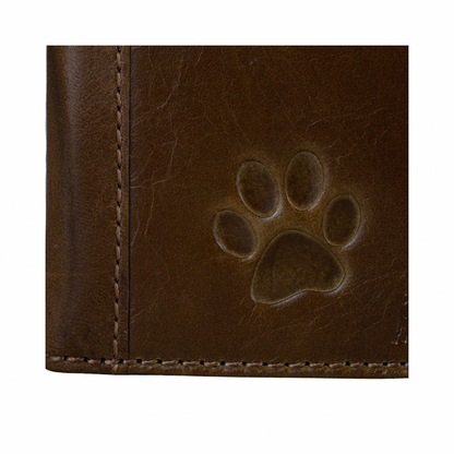 ARICHI Genuine Leather Dog Paw Case for Google Pixel – Handmade Tan Cover with Stamped Dog Paw Design & Card Slots
