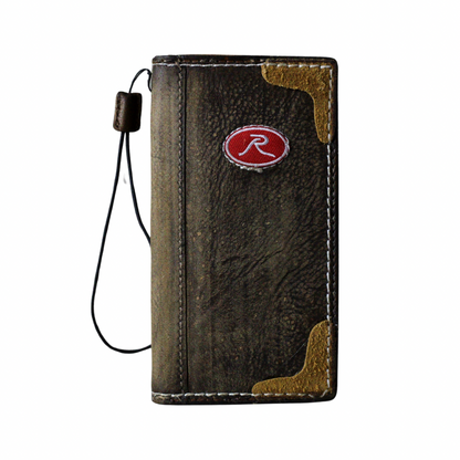 Handmade Leather iPhone Case – Baseball-Inspired Wallet Cover with Waxed Vintage Finish – Suede Stitch Details – Arichi Brand – For OnePlus Open, 8, 8 Pro, 9 9 Pro, 11, 12,13
