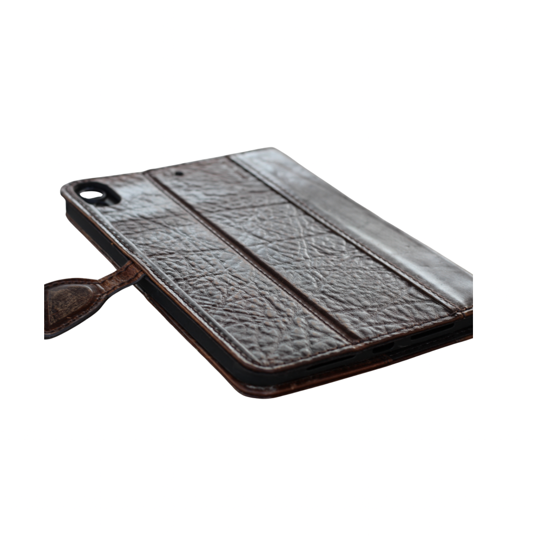 Handmade Full-Grain Leather iPad Folio | Vintage Brown, Magnetic Closure