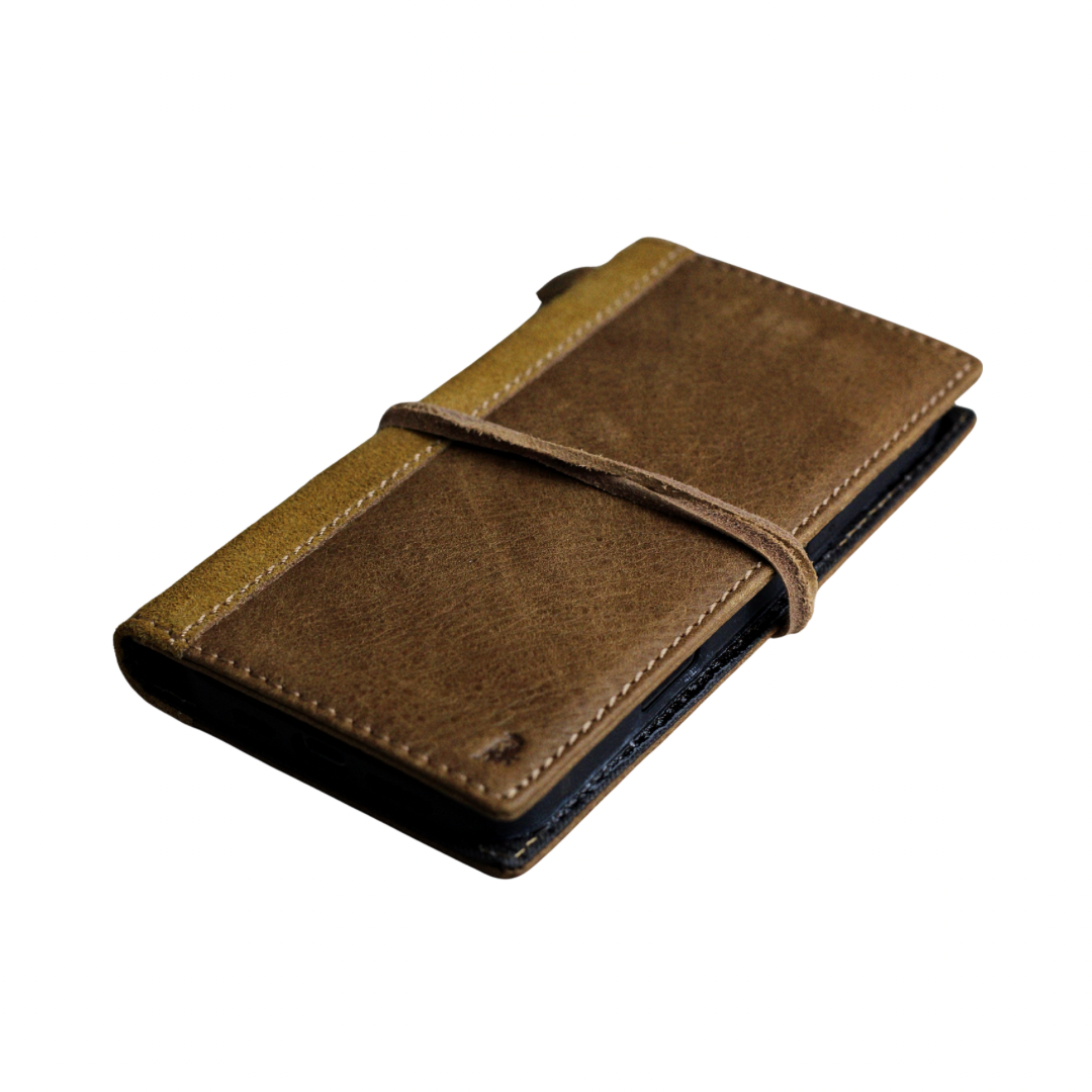 Handmade for Apple iPhone Leather Case Vintage Brown Leather Suede Cover Wrap Tie Book style Phone Wallet by ARICHI