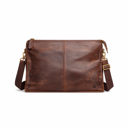Vintage Leather Crossbody Bag | Handmade Full Grain Leather iPad Messenger Bag
