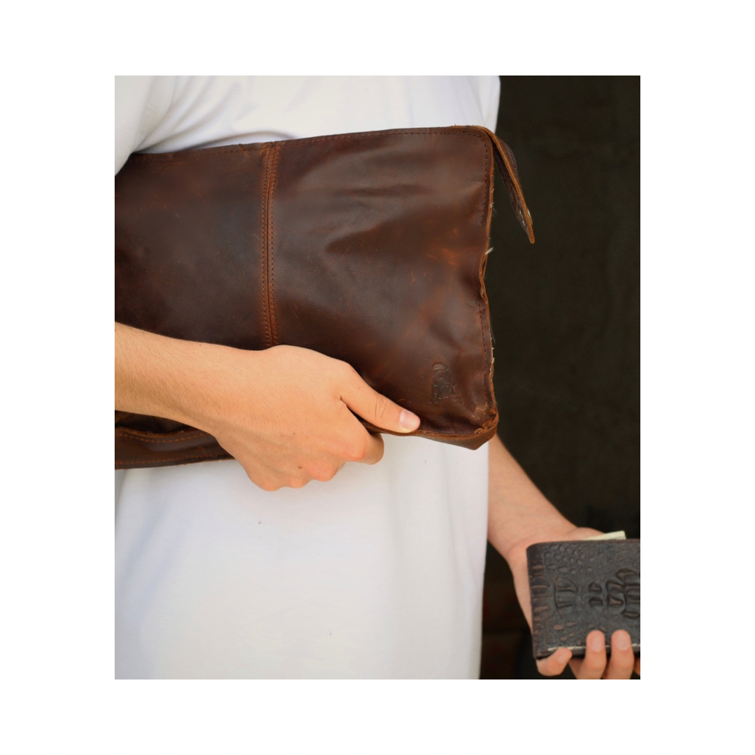 Vintage Leather Crossbody Bag | Handmade Full Grain Leather iPad Messenger Bag