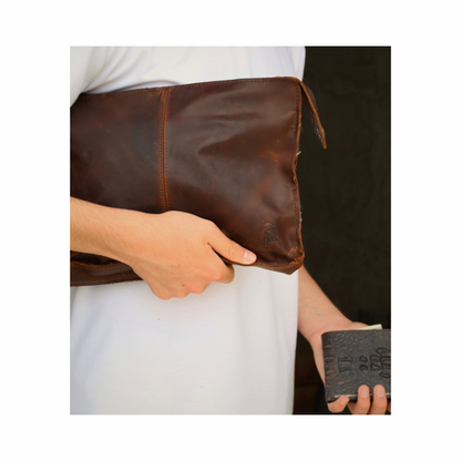 Vintage Leather Crossbody Bag | Handmade Full Grain Leather iPad Messenger Bag