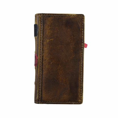 ARICHI Vintage Genuine Leather Phone Case Wallet for Galaxy S26 Ultra FE Edge | Handcrafted Antique Book Style