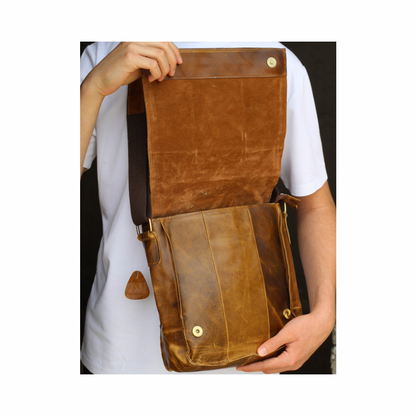 Handmade Crazy Horse Leather Messenger Bag
