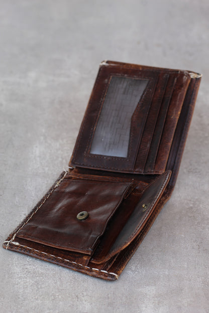     Distressed Full Grain Leather Wallet Close Up
