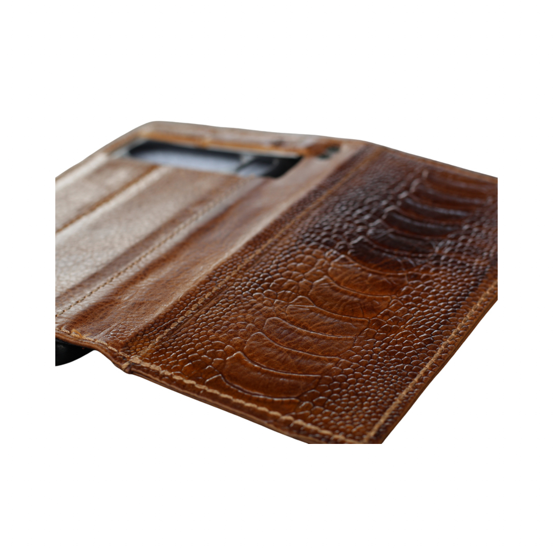 iPhone 17e brown leather phone wallet handcrafted
