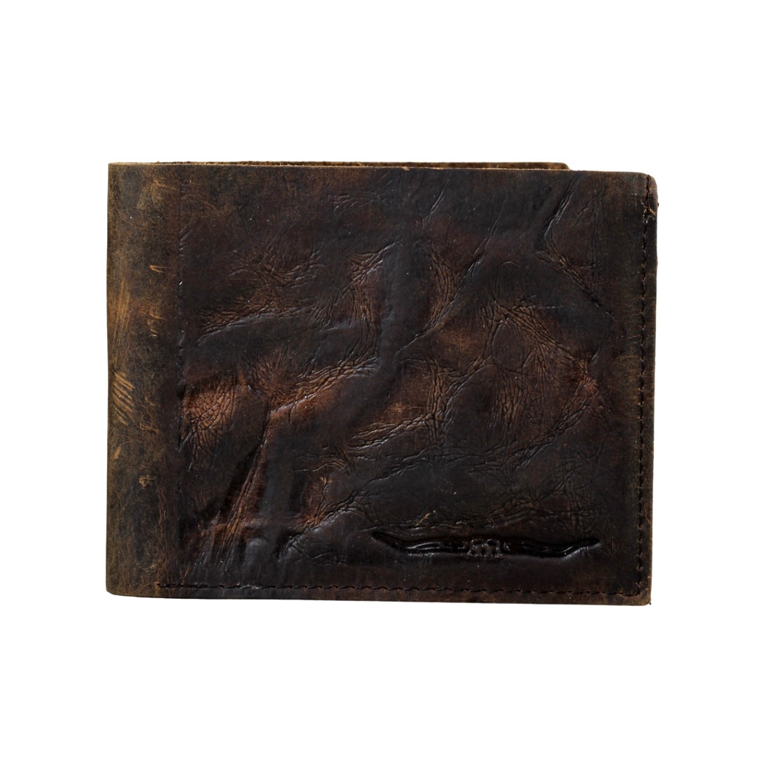 Handmade Distressed Brown Leather Bifold Wallet – Slim Money Clip