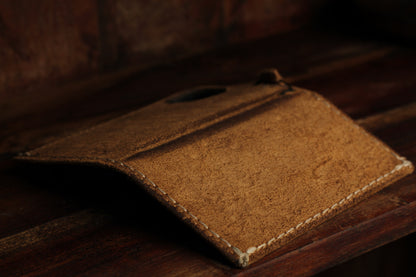 Handmade Suede Leather Wallet Phone Case – Rustic Full Grain Folio Cover for iPhone