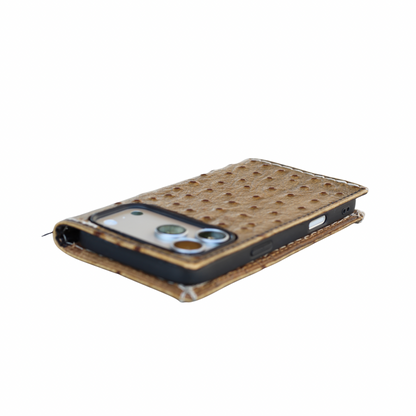 Genuine leather Samsung Galaxy wallet case with magnetic closure and card holder