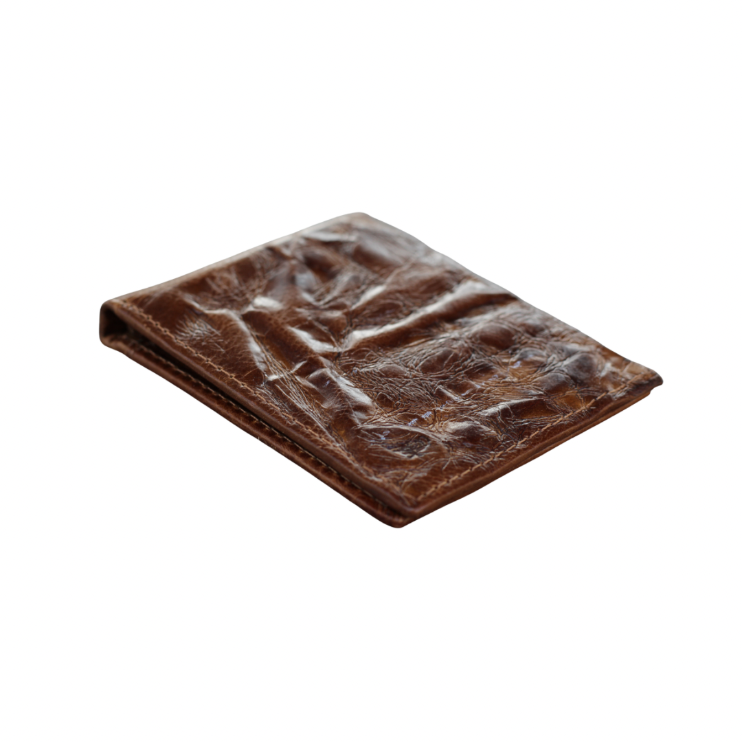 Handmade Distressed Tan Brown Leather Bifold Wallet – Slim Money Clip