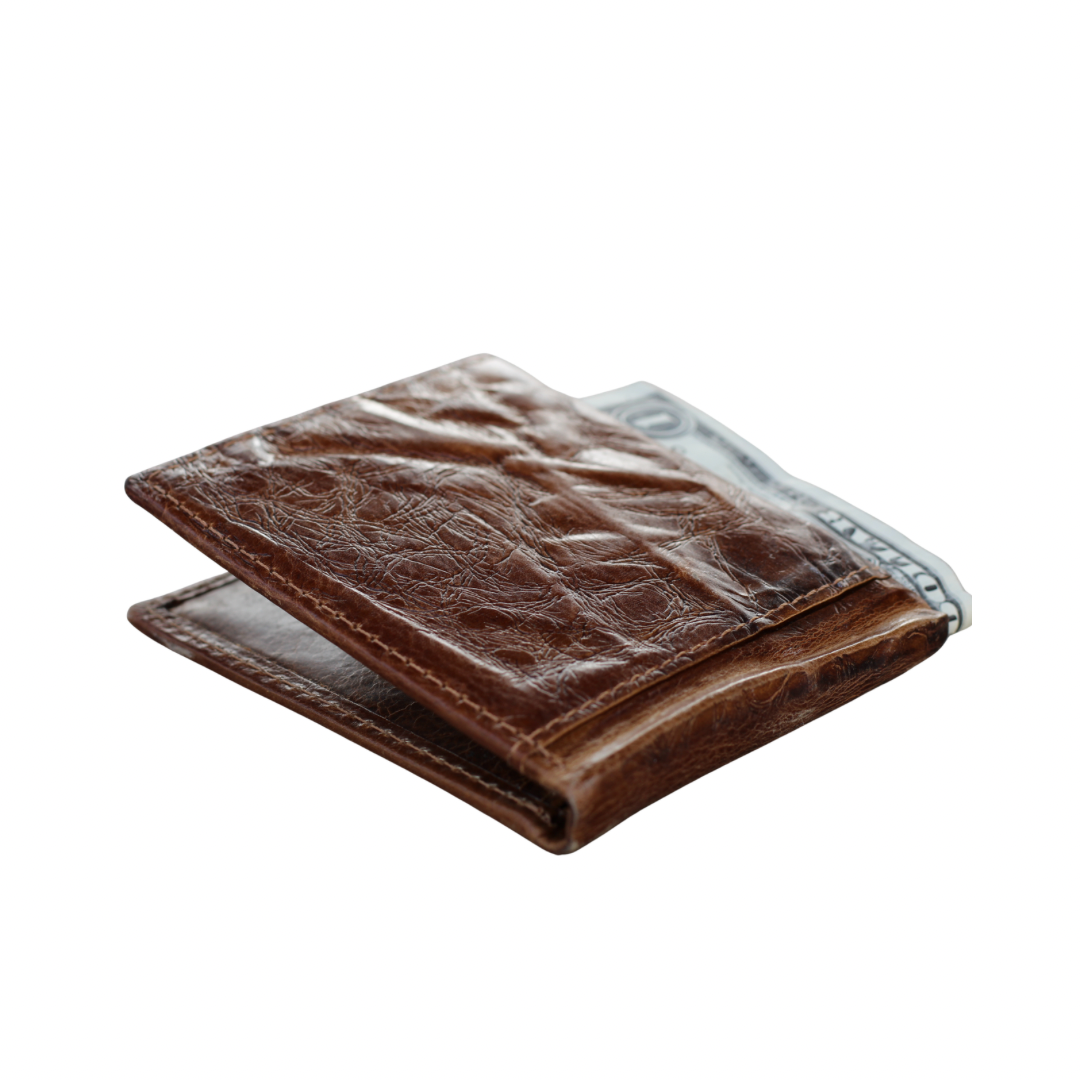 Handmade Distressed Tan Brown Leather Bifold Wallet – Slim Money Clip