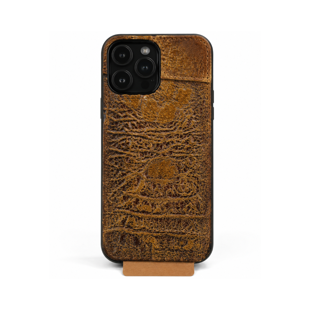 Handmade Crocodile Leather iPhone Case in Polished Reverse Leather for iPhone 17 Pro Max