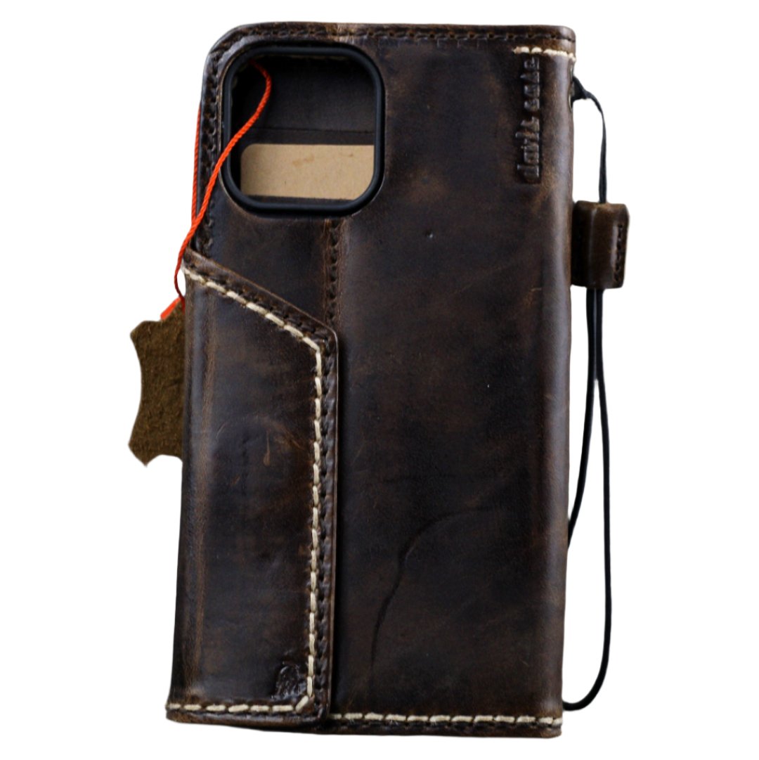 ARICHI Vintage Waxed Leather Apple iPhone Case – Handmade Magnetic Closure Hand-Stitched