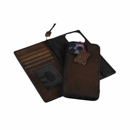 ARICHI Premium Genuine Leather Case for OnePlus Open, 8, 8 Pro, 9, 9 Pro, 12 | Handmade Polished Brown Luxury Cover