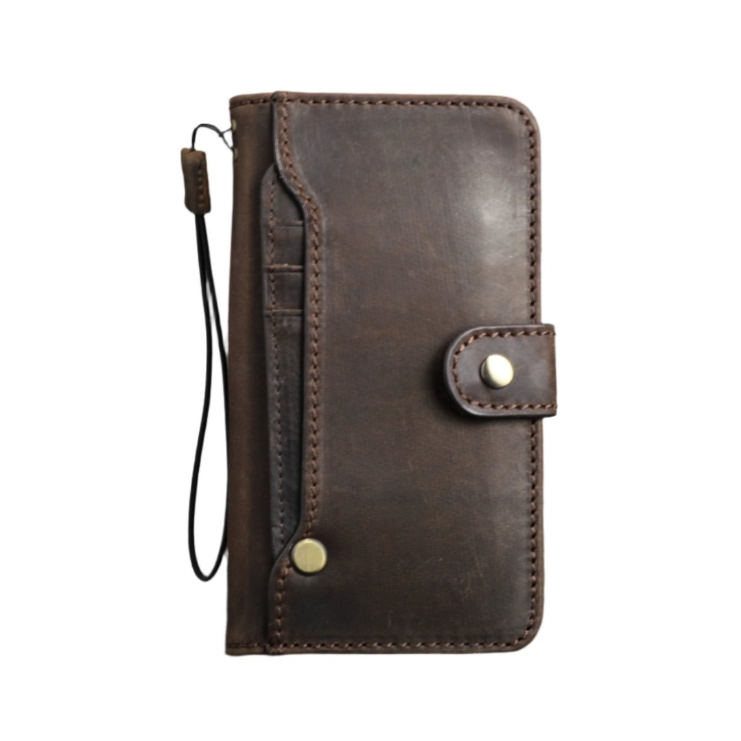 ARICHI Genuine Leather Case for Google Pixel – Handmade Wallet Cover with Card Slots, Button Closure