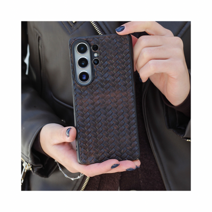handmade leather samsung galaxy phone case woven