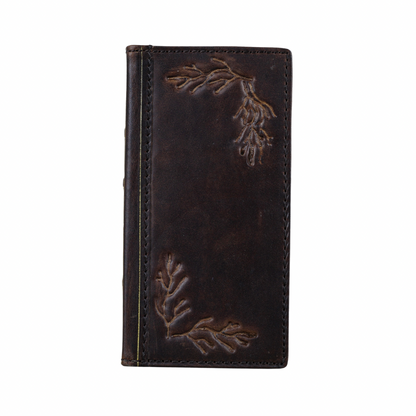 ARICHI Handmade Genuine Leather Case for Apple iPhone – Vintage Bible Style with Tree Branch Embossing & Card Slots