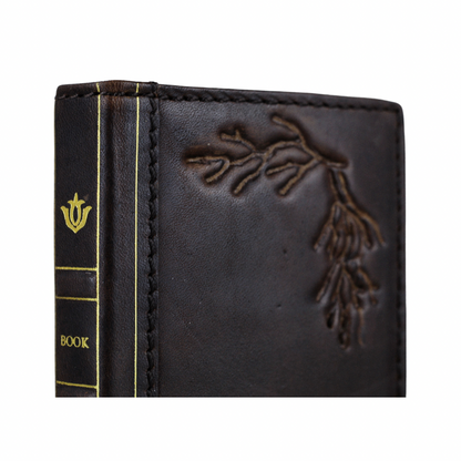 ARICHI Handmade Genuine Leather Case for Apple iPhone – Vintage Bible Style with Tree Branch Embossing & Card Slots
