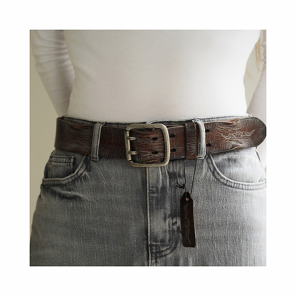 ARICHI Handmade Polished Brown Leather Belt – Premium Genuine Leather for Men and Women, Vintage and Stylish Design