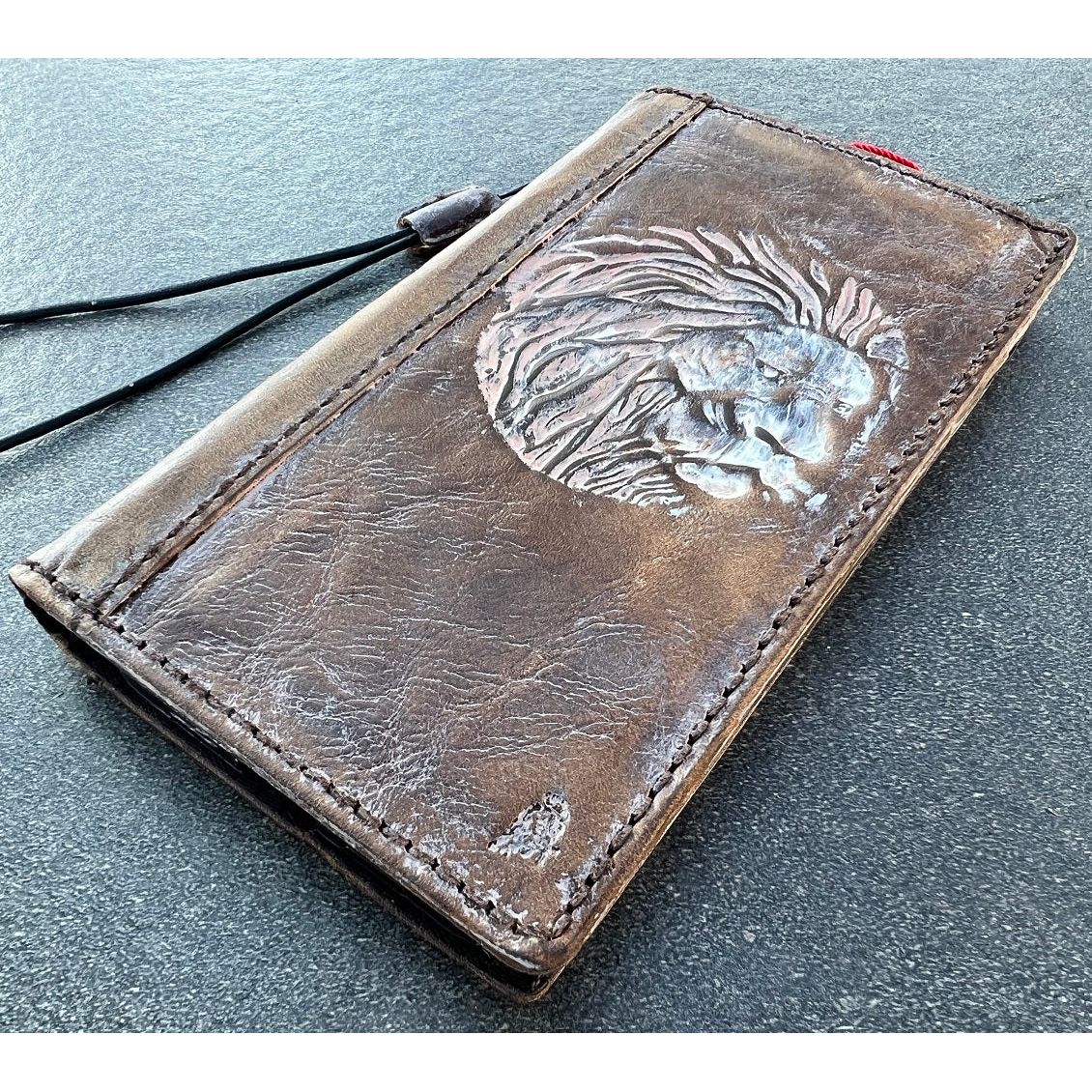 ARICHI Genuine Leather Phone case For Samsung Galaxy s24 s23 s22 s21 s20 Ultra Fe Note 9 8 10 A71 A12 A31 A32 Lion polished wax vintage Handmade