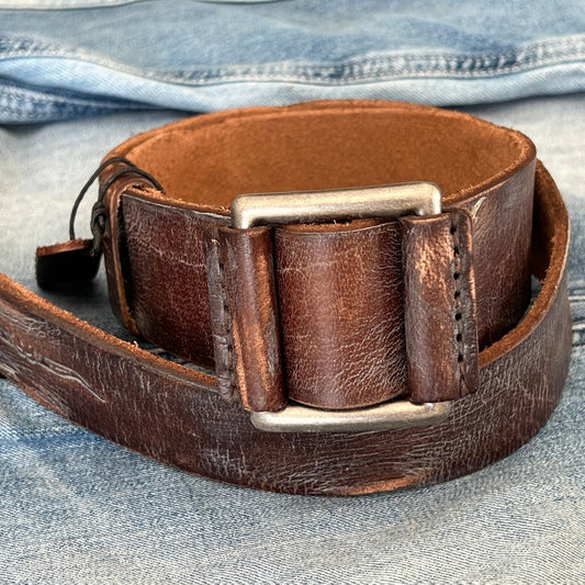 ARICHI Genuine Vintage Leather Belt Man Woman Waist classic Brown Waistband Stone Wash Buckle Style old fashioned