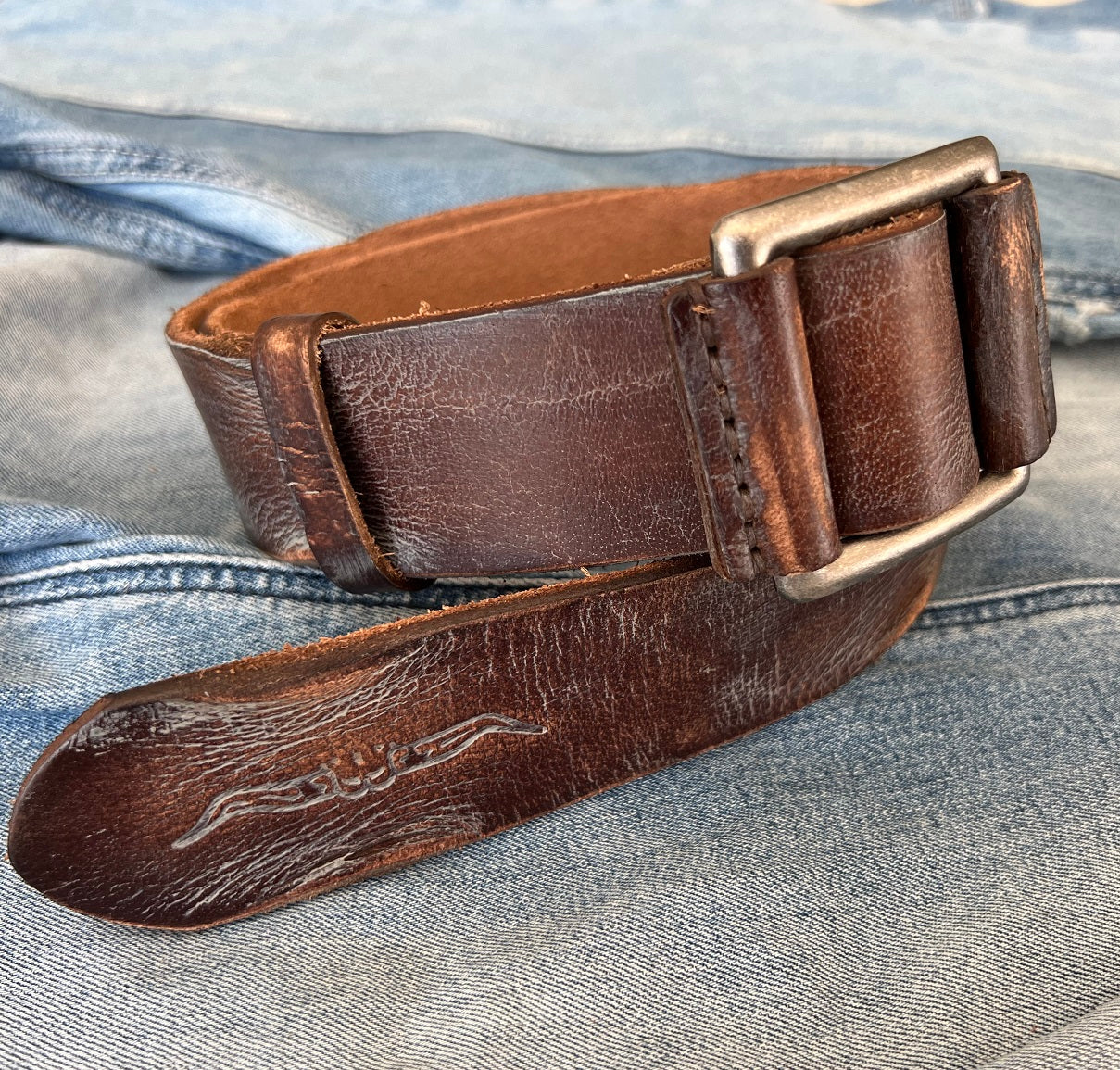 ARICHI Genuine Vintage Leather Belt Man Woman Waist classic Brown Waistband Stone Wash Buckle Style old fashioned