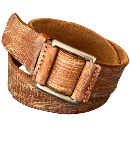 ARICHI Handmade Polished Light Brown Leather Belt – Premium Genuine Leather for Men and Women, Classic Versatile Design