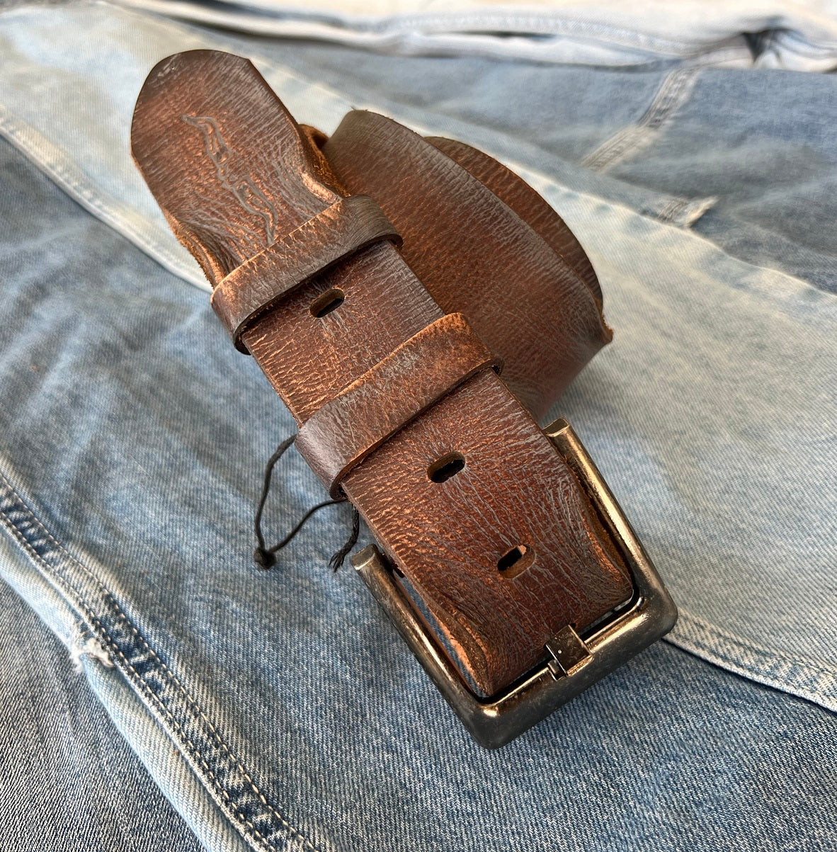 ARICHI Genuine Vintage Leather Belt Man Woman Waist Brown Waistband Stone Wash Buckle Style old fashioned