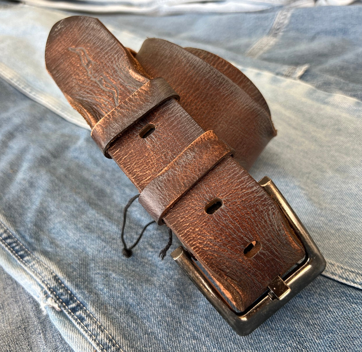 ARICHI Genuine Vintage Leather Belt Man Woman Waist Brown Waistband Stone Wash Buckle Style old fashioned