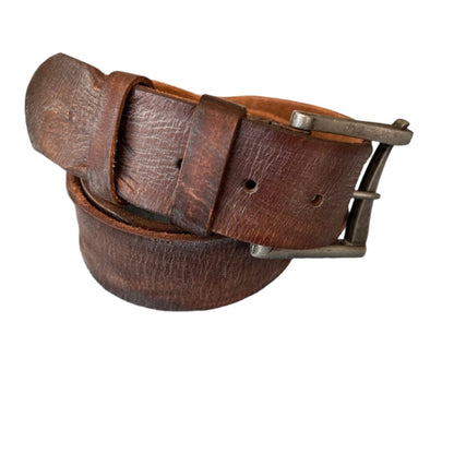 ARICHI Handmade Polished Brown Leather Belt – Genuine Leather for Men and Women, Classic Design with Elegant Buckle