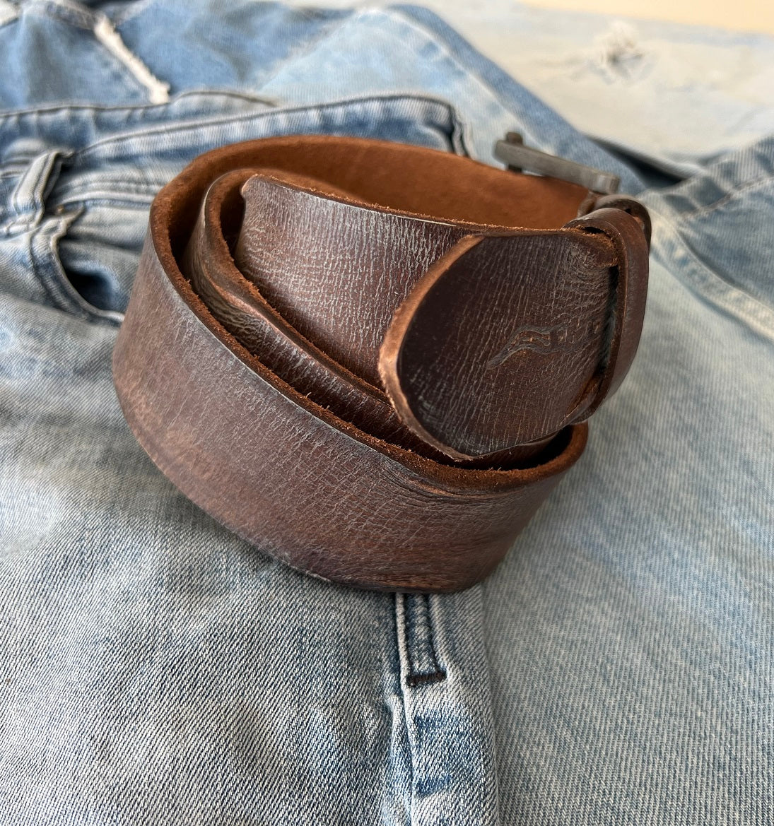 ARICHI Genuine Vintage Leather Belt Man Woman Waist classic Brown Waistband Stone Wash Buckle Style old fashioned