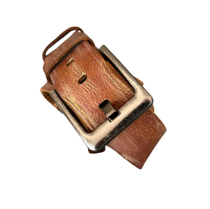 ARICHI Handmade Light Brown Leather Belt with Unique Buckle – Premium Genuine Leather for Men and Women, Classic Vintage Design