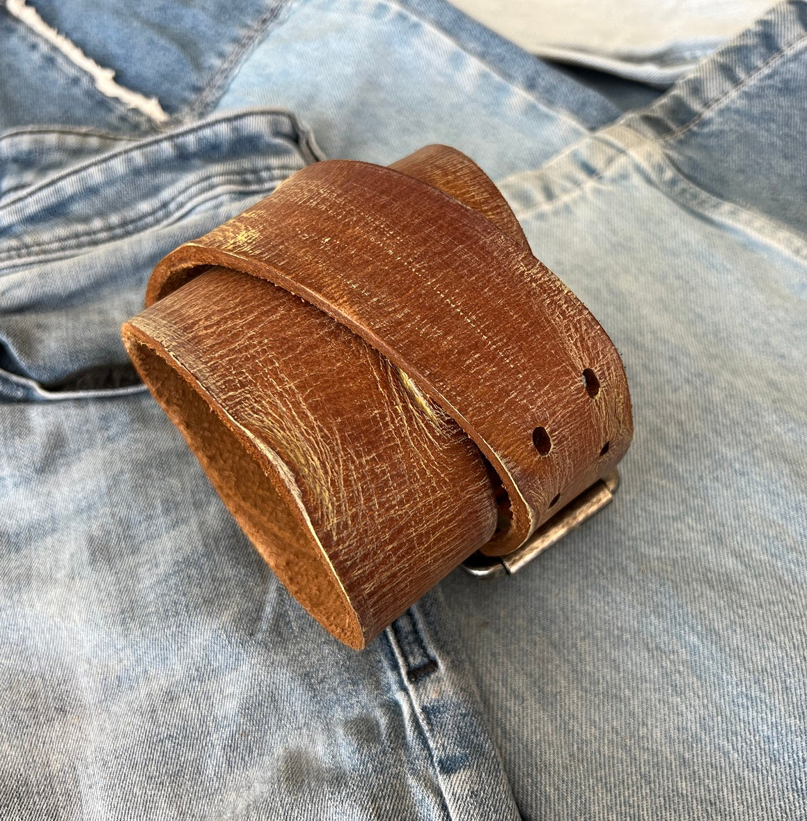 ARICHI Genuine Tan Vintage Leather Belt Man Woman Waist classic Waistband Stone Wash Buckle Style old fashioned handmade Holes square