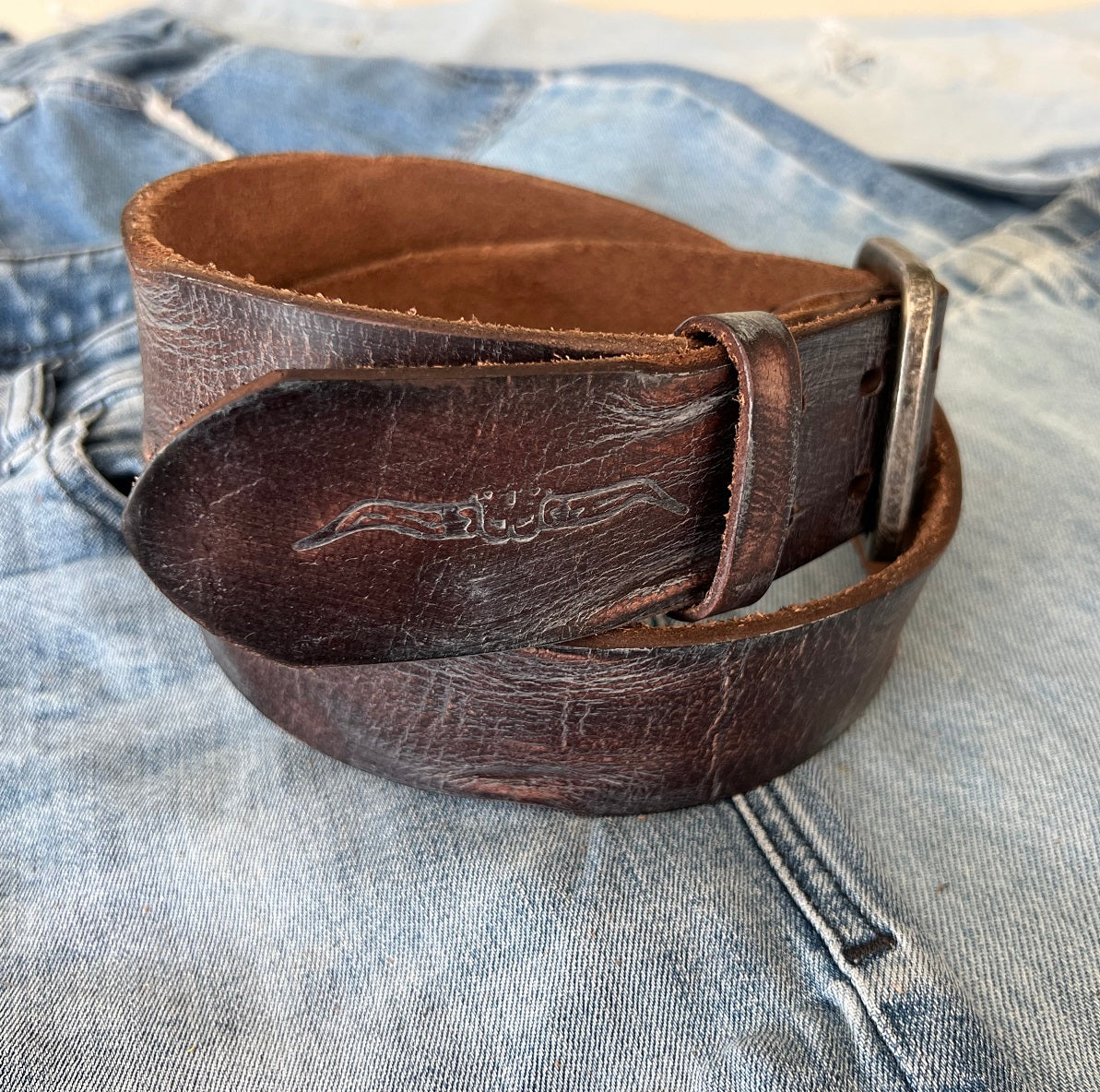 ARICHI Genuine Vintage Wash Brown Leather Belt Man Woman Waist handmade Classic Waistband Stone Buckle Style Casual Holes square