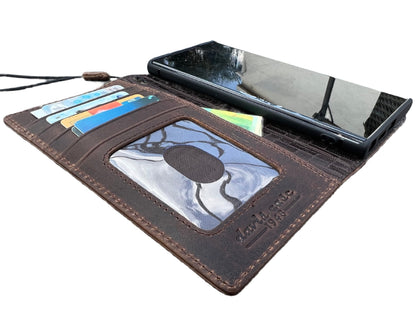 Handmade Dark Brown Leather Samsung GalaxyS26,  S25 Edge, S24, S23, S22 Ultra, Fe Case with Tree of Life Embossing, Card Slots