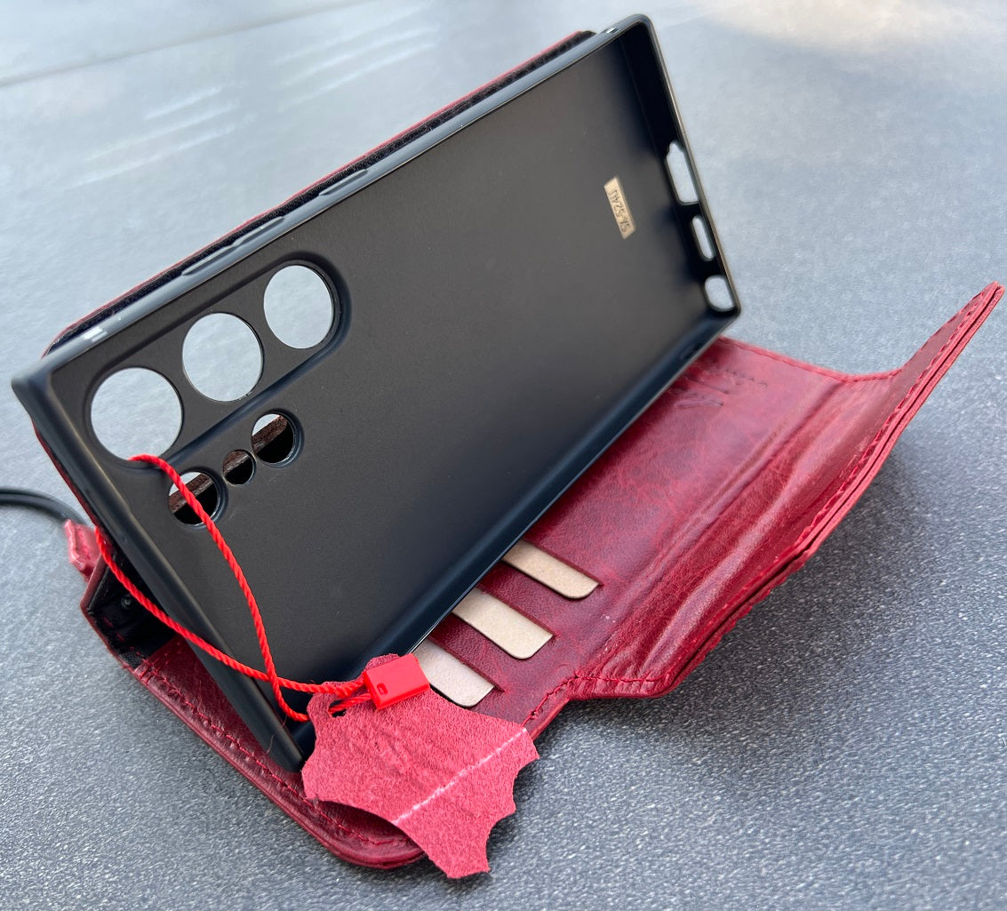 Genuine Vintage Red Leather Case For Google Pixel 4 4A 5 5A 6 6A 7 7A 8 Pro Cover 4G 5G Wallet Stamping Craft