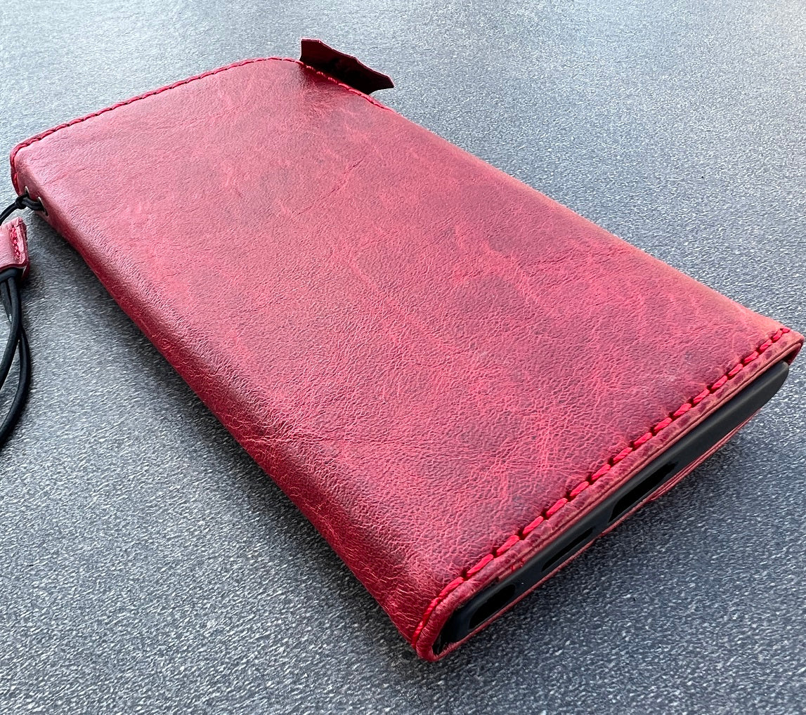 Genuine Vintage Red Leather Case For Google Pixel 4 4A 5 5A 6 6A 7 7A 8 Pro Cover 4G 5G Wallet Stamping Craft