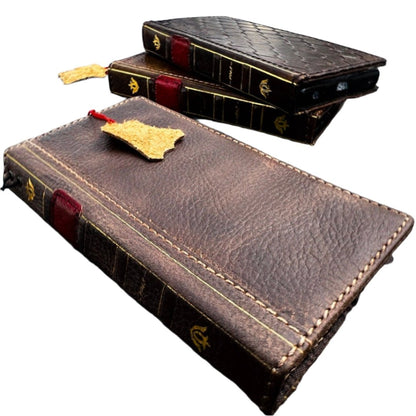 ARICHI Handmade Leather For Galaxy Case – Book Style, Waxed Sanding Finish, Wireless Charging, Card Slots
