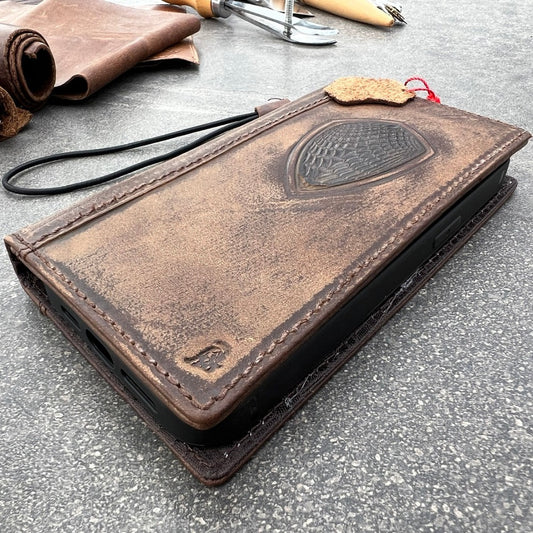 ARICHI Genuine Leather Case For Apple iPhone 11 12 13 14 15 16 Pro Max 6 7 8 plus SE XS S Cover Wallet Book Diamond Stamping Wash