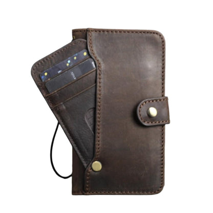 ARICHI Handmade Dark Leather iPhone Case – Magnetic Flap, Card Slots, Wireless Charging, Vintage Style for iPhone 11–17 Pro Max Air Wallet