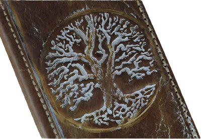 ARICHI Premium Leather Wallet Phone Case for iPhone 11 12 13 14 15 16 Pro Max and 17 Air| Vintage Handmade Book Cover with White Tree Of Life Embossing